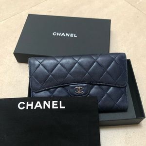 Chanel Classic Navy Long Flap Wallet